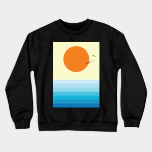 Minimalist Retro Sunset Seascape Graphic Art Crewneck Sweatshirt